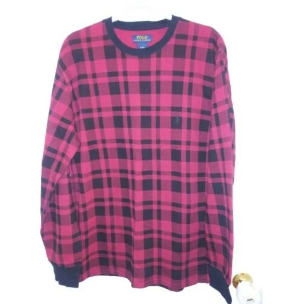 Men's Ralph Lauren Polo RED‎ Plaid Longsleeve Thermal Shirt Sz. L